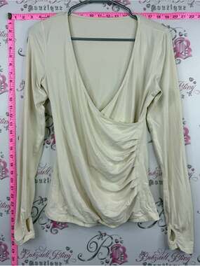 lululemon athletica wrap top thumb holes soft Cream Wrap-Style Long Sleeve Top